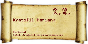 Kratofil Mariann névjegykártya